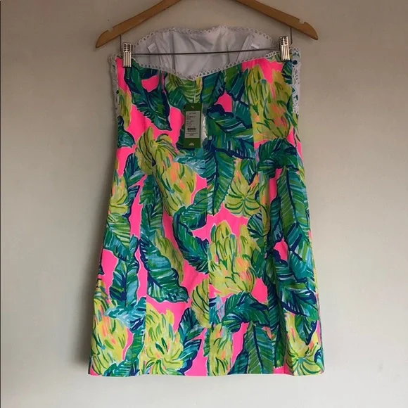 Lilly Pulitzer Pink Sunset Local Flavor Brynn Strapless Mini A-Line Dress - Picture 4 of 8